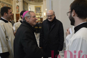 Con il rettore del seminario don Giampaolo Dianin e alcuni seminaristi tra cui il diacono Stefano Gui