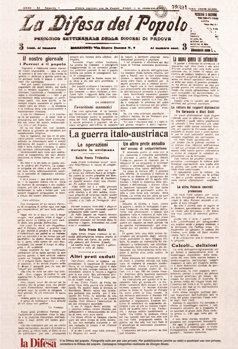 11 febbraio 1917: Il nostro giornale, i parroci e il popolo