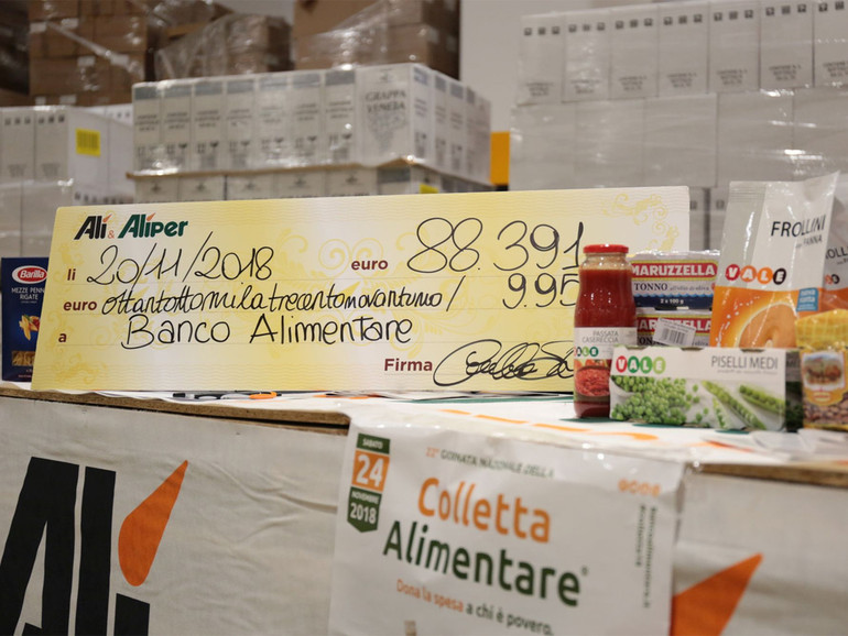 80 mila pasti donati al banco alimentare dai clienti Alì, per un valore pari a 88 mila e 391 euro