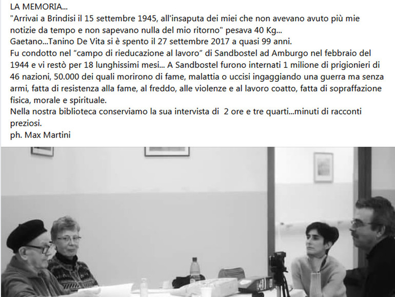 “L’odio è un sentimento inconsistente”. Le memorie di Tanino De Vita, internato militare della II Guerra mondiale “L’odio è un sentimento inconsistente”. Le memorie di Tanino De Vita, internato militare della II Guerra mondiale