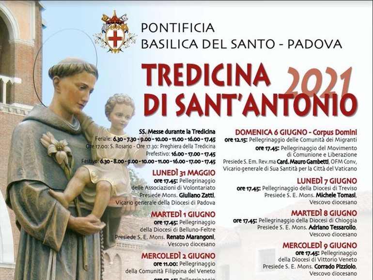 La Tredicina 2021 dedicata alla famiglia: al via lunedì 31 maggio gli appuntamenti di preparazione alla Festa del Santo 2021