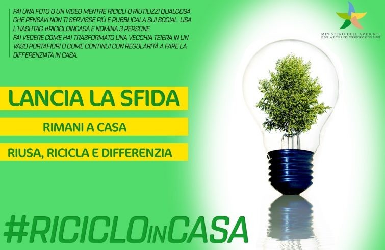 #ricicloincasa una campagna social del ministero dell’Ambiente