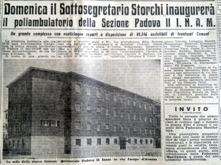 Sessant’anni fa apriva il poliambulatorio della sezione Padova II Inam, presto ribattezzato Casa rossa