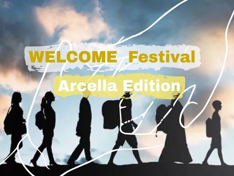 Welcome Festival - Arcella edition, il senso dell'accoglienza nel logo: due mani che stringendosi, perdono i confini
