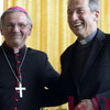 Il sorriso del vescovo Claudio e del vescovo eletto Renato