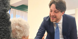 Stefani, prima mattinata da presidente tra gli anziani