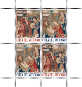 Francobolli. Un presepe, Babbo Natale e i pastori