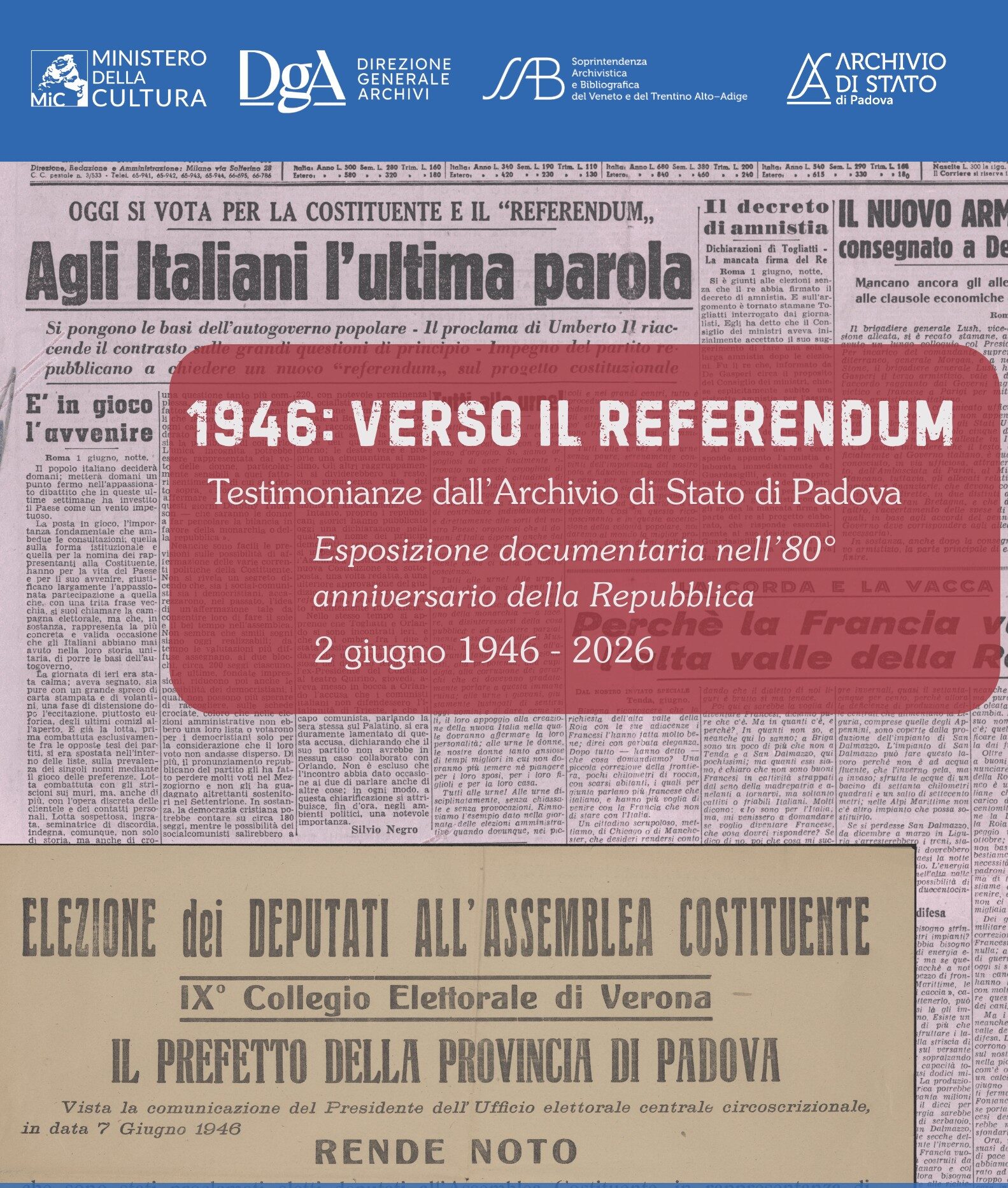 1946: verso il referendum. Testimonianze dall’Archivio di Stato di Padova