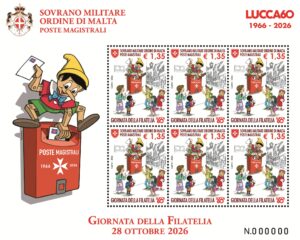 Ordine di Malta. Sul francobollo Pinocchio imbuca le lettere dei bambini